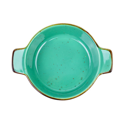 Tigela Redonda com Pegas em Cerâmica - Verde Turquesa 14x11x3.8cm