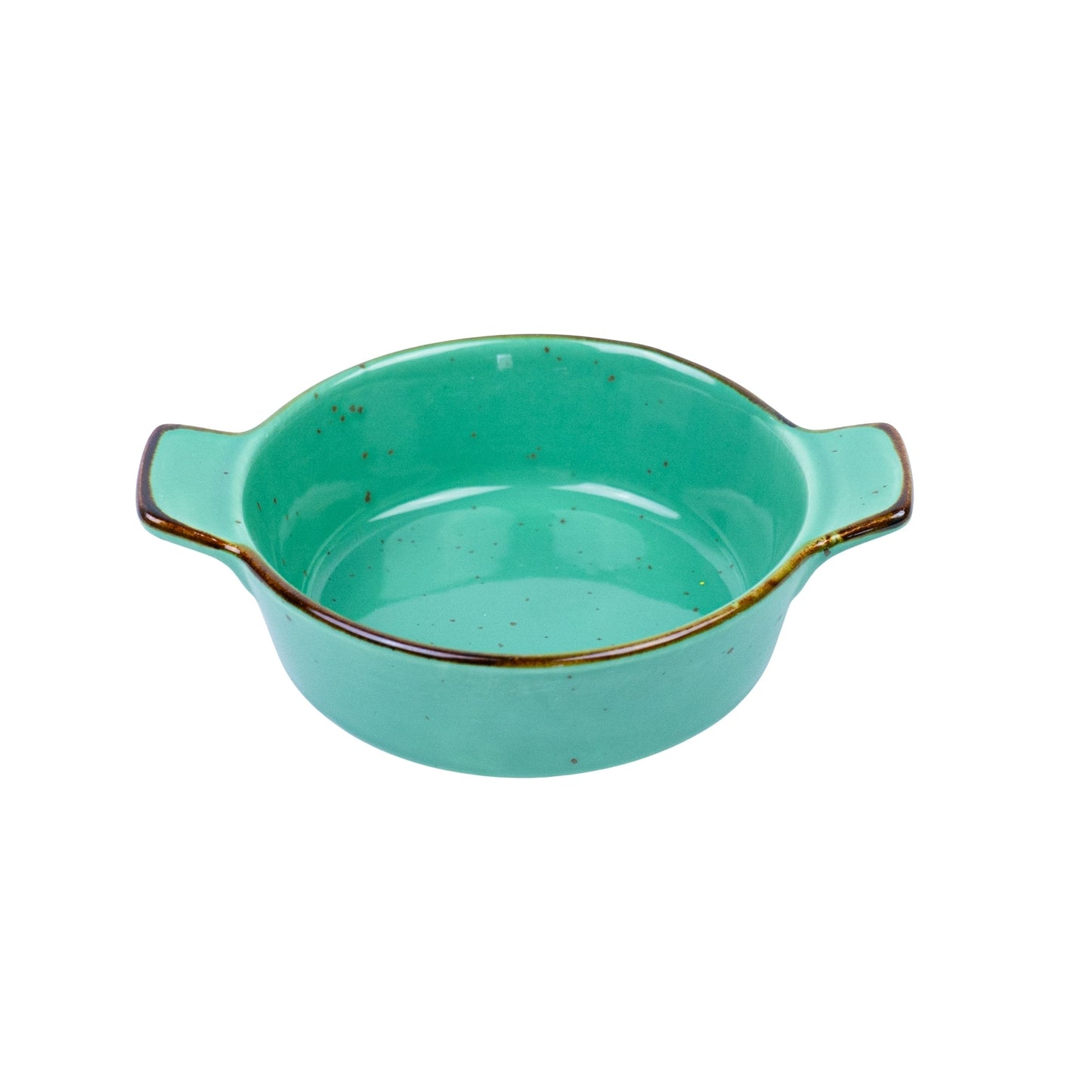 Tigela Redonda com Pegas em Cerâmica - Verde Turquesa 14x11x3.8cm