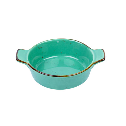 Tigela Redonda com Pegas em Cerâmica - Verde Turquesa 14x11x3.8cm