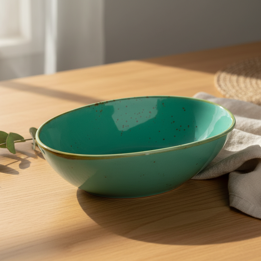 Tigela Oval em Cerâmica - Verde Turquesa 14.1x8.5x4.4cm