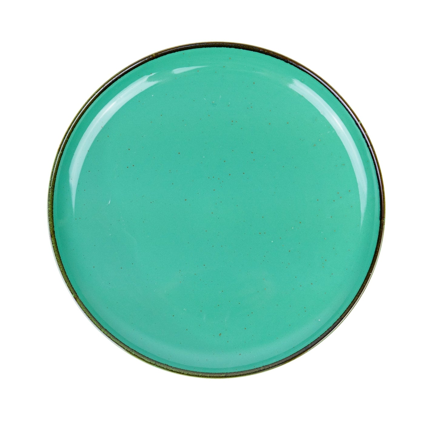 Plato grande ovalado de cerámica turquesa con borde dorado (25 x 25 x 2,5 cm)