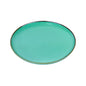 Prato Oval Grande de Cerâmica Turquesa com Borda Dourada 25x25x2,5cm