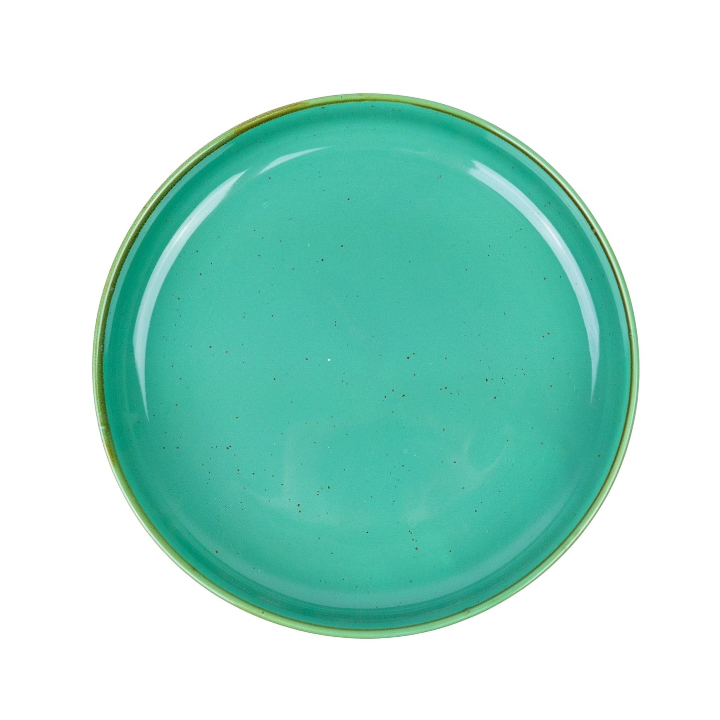 Tigela Redonda Funda de Cerâmica Turquesa com Borda Dourada 20x20x4cm