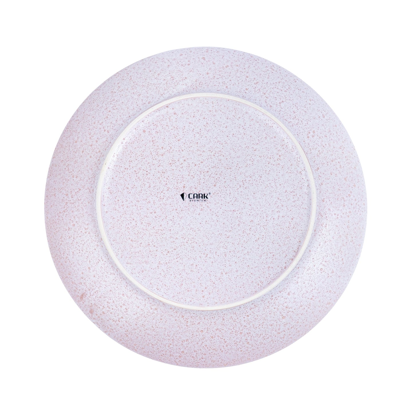 Prato Redondo em Cerâmica - Rosa com Riscas Radiais Pretas na Borda 27cm