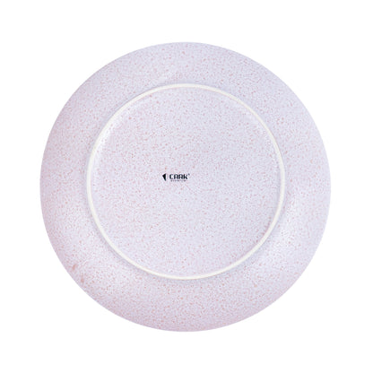 Prato Redondo em Cerâmica - Rosa com Riscas Radiais Pretas na Borda 27cm