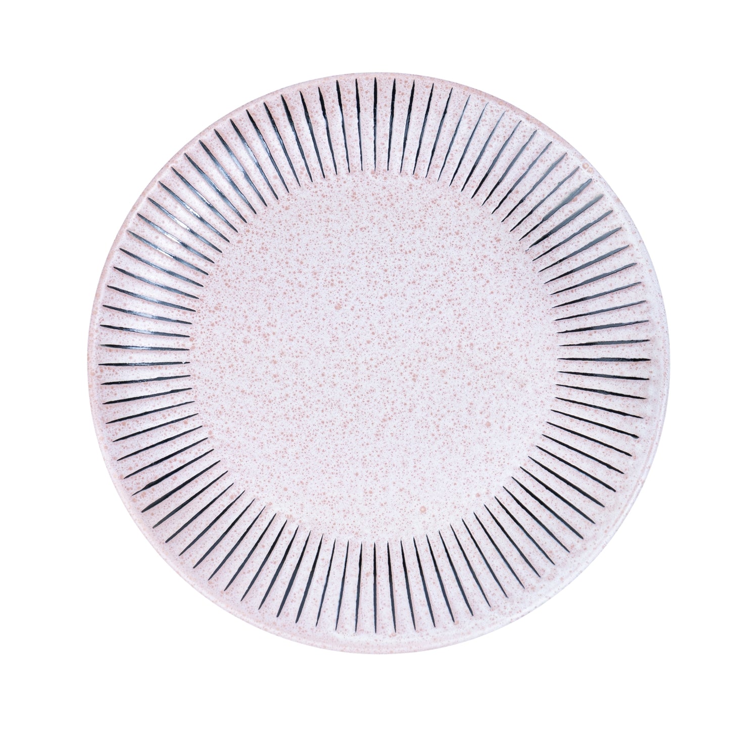 Prato de Cerâmica Rosa com Linhas - 21.5cm