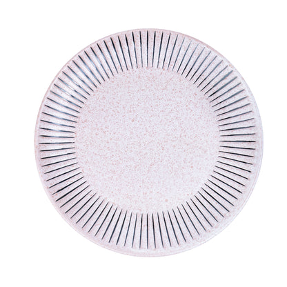 Prato de Cerâmica Rosa com Linhas - 21.5cm