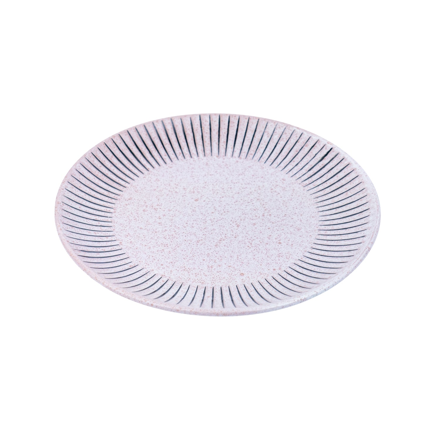 Prato de Cerâmica Rosa com Linhas - 21.5cm