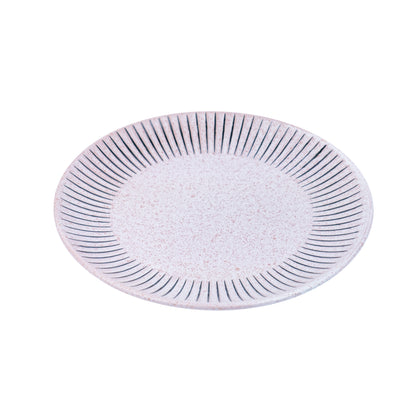 Prato de Cerâmica Rosa com Linhas - 21.5cm