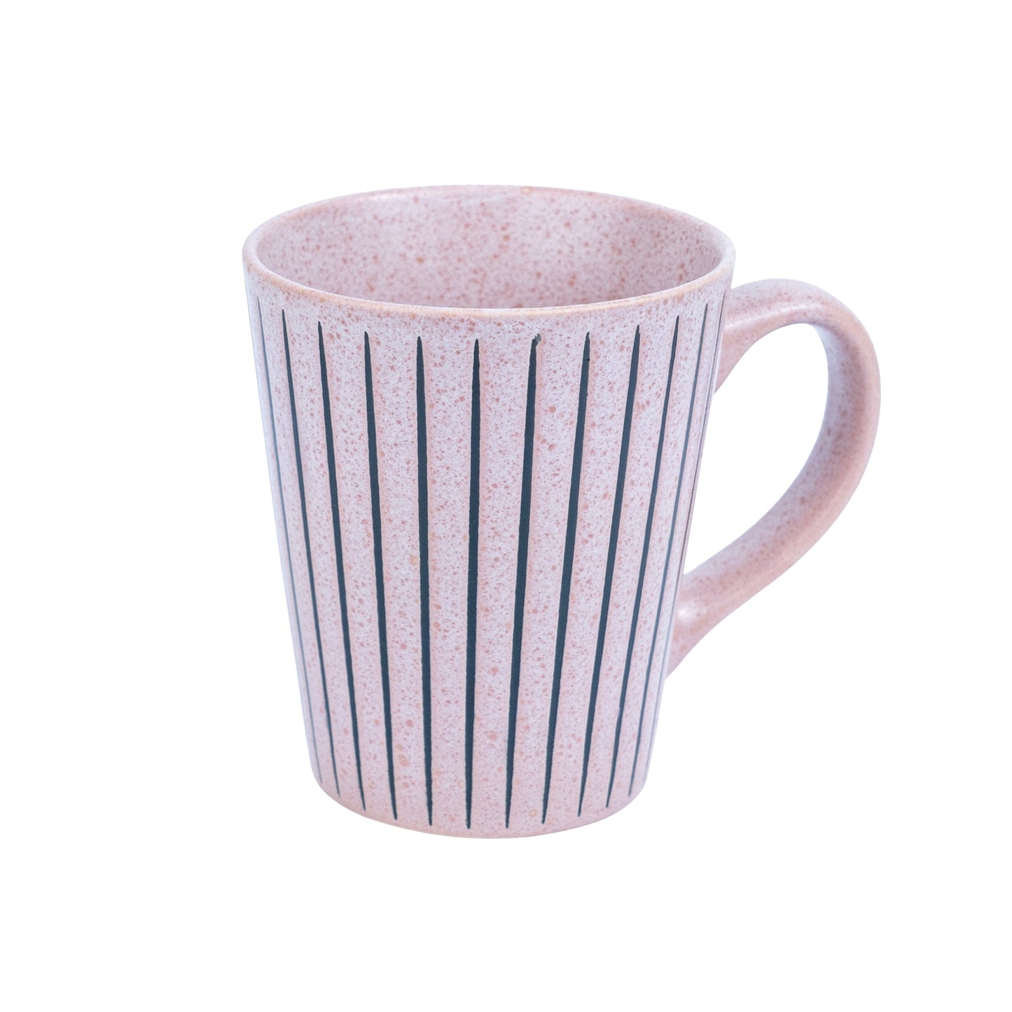 Caneca em Cerâmica - Rosa com Riscas Pretas 380cc