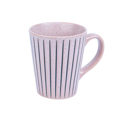 Taza de cerámica rosa con líneas - 380cc