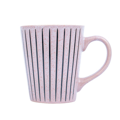 Caneca em Cerâmica - Rosa com Riscas Pretas 380cc