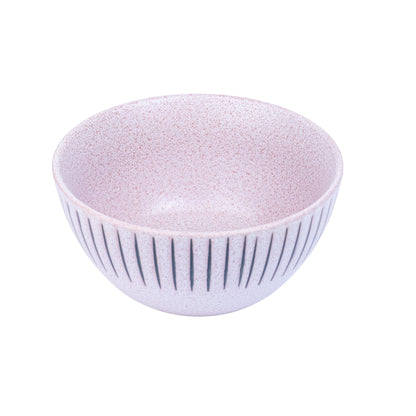 Tigela Redonda em Cerâmica - Rosa com Riscas Pretas 15.5x7.5cm