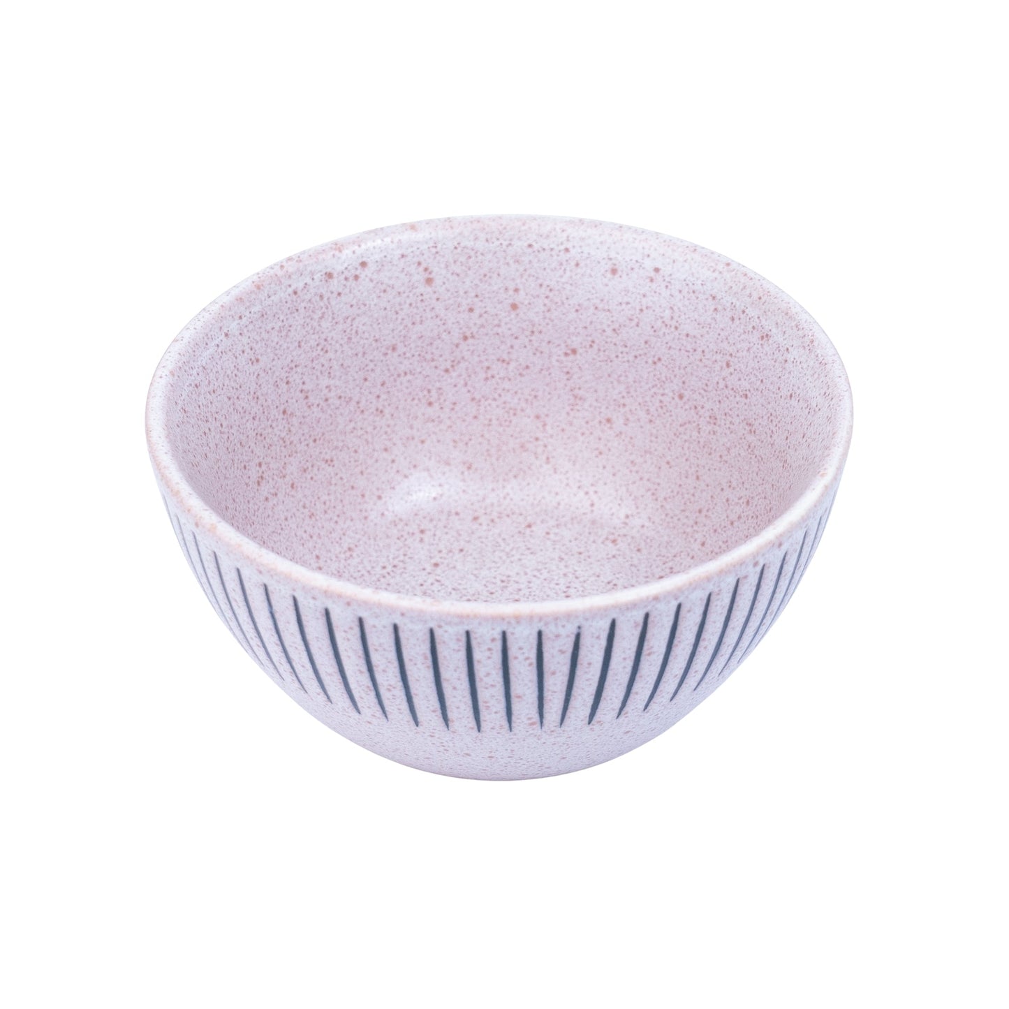 Tigela Redonda em Cerâmica - Rosa com Riscas Pretas 12x5.8cm