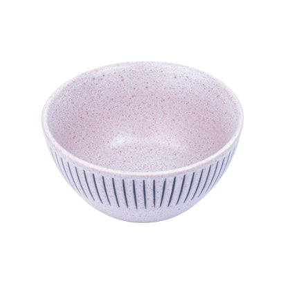 Tigela Redonda em Cerâmica - Rosa com Riscas Pretas 12x5.8cm