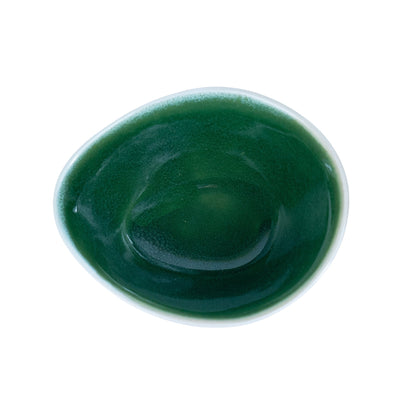 Tigela Redonda em Cerâmica - Bicolor Interior Mostarda/Verde e Exterior Branco 10.2cm