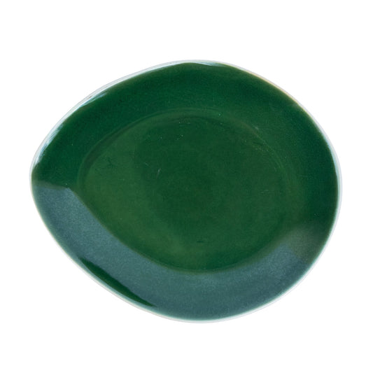 Prato Redondo Grande em Cerâmica - Bicolor Interior Mostarda/Verde e Exterior Branco 27.2cm