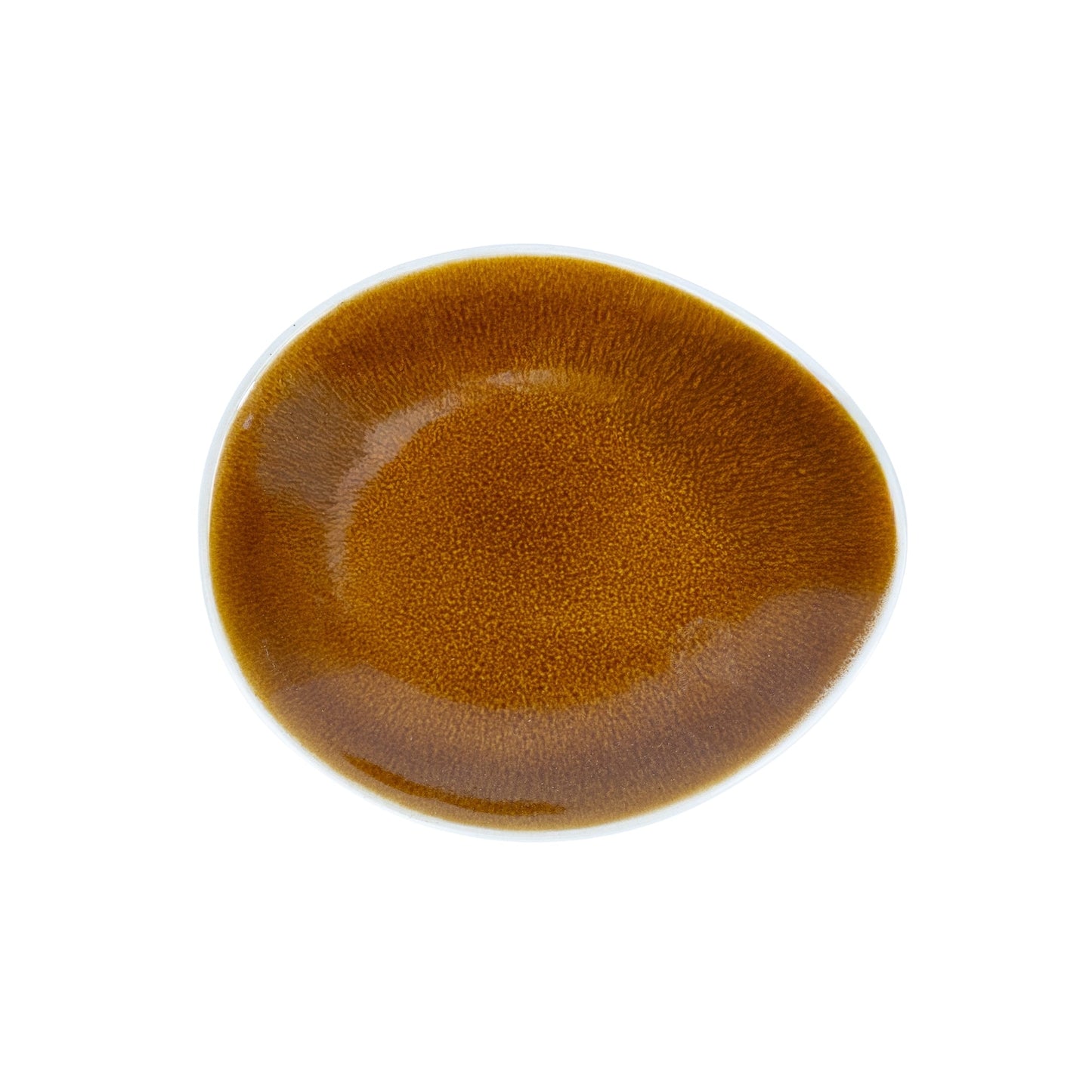 Prato Fundo Redondo em Cerâmica - Bicolor Interior Verde/Mostarda e Exterior Branco 15.2cm