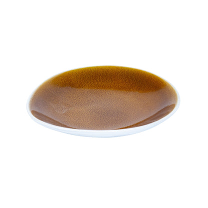 Prato Fundo Redondo em Cerâmica - Bicolor Interior Verde/Mostarda e Exterior Branco 15.2cm