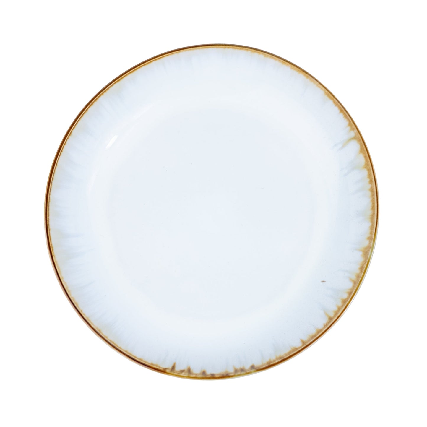 Prato Redondo Médio em Cerâmica - Branco com Detalhes Verde e Rosa 21.5cm