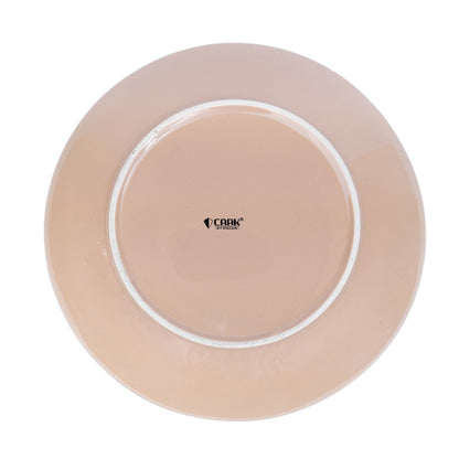 Prato Redondo Grande em Cerâmica - Branco com Detalhes Verdes 25cm