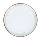 Prato Redondo Grande em Cerâmica - Branco com Detalhes Verdes 25cm