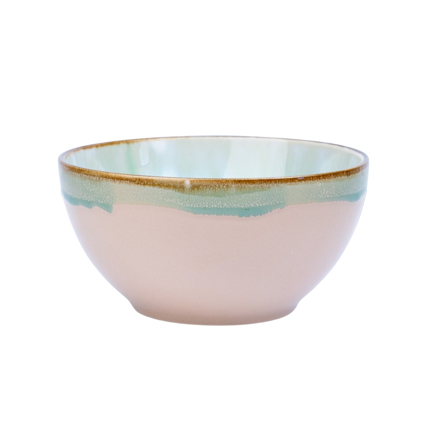 Tigela Redonda em Cerâmica - Interior Verde Água e Exterior Rosa 12x6cm