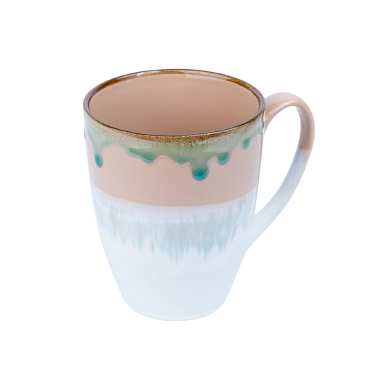 Caneca em Cerâmica - Tricolor Pastel Verde, Rosa e Branco 380cc