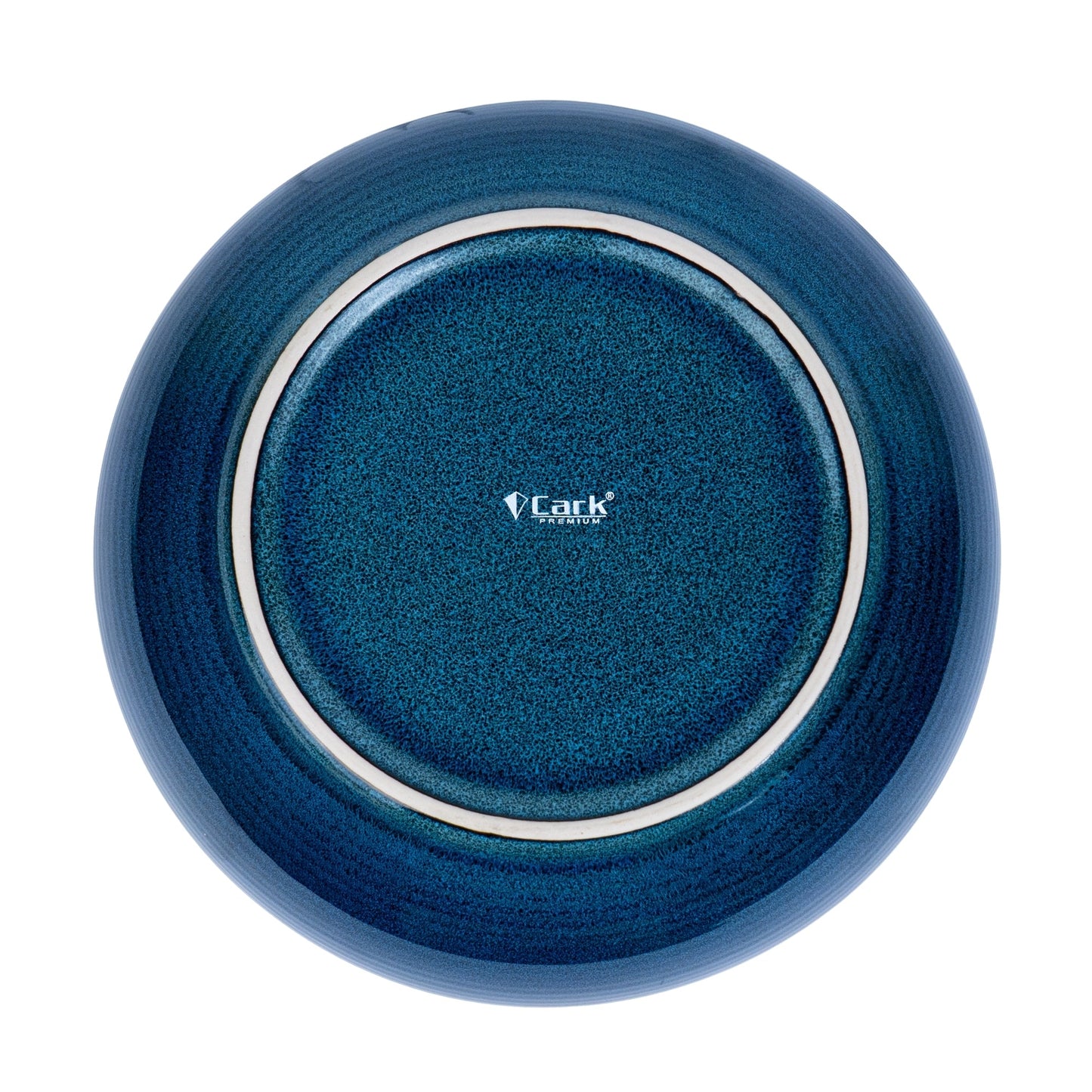 Prato Fundo Redondo em Cerâmica - Interior Branco e Exterior Azul Marinho 22cm