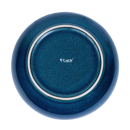 Prato Fundo Redondo em Cerâmica - Interior Branco e Exterior Azul Marinho 22cm