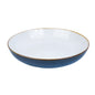 Prato Fundo Redondo em Cerâmica - Interior Branco e Exterior Azul Marinho 22cm
