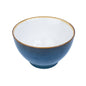 Tigela Redonda em Cerâmica - Interior Branco e Exterior Azul Petróleo 13.5cm