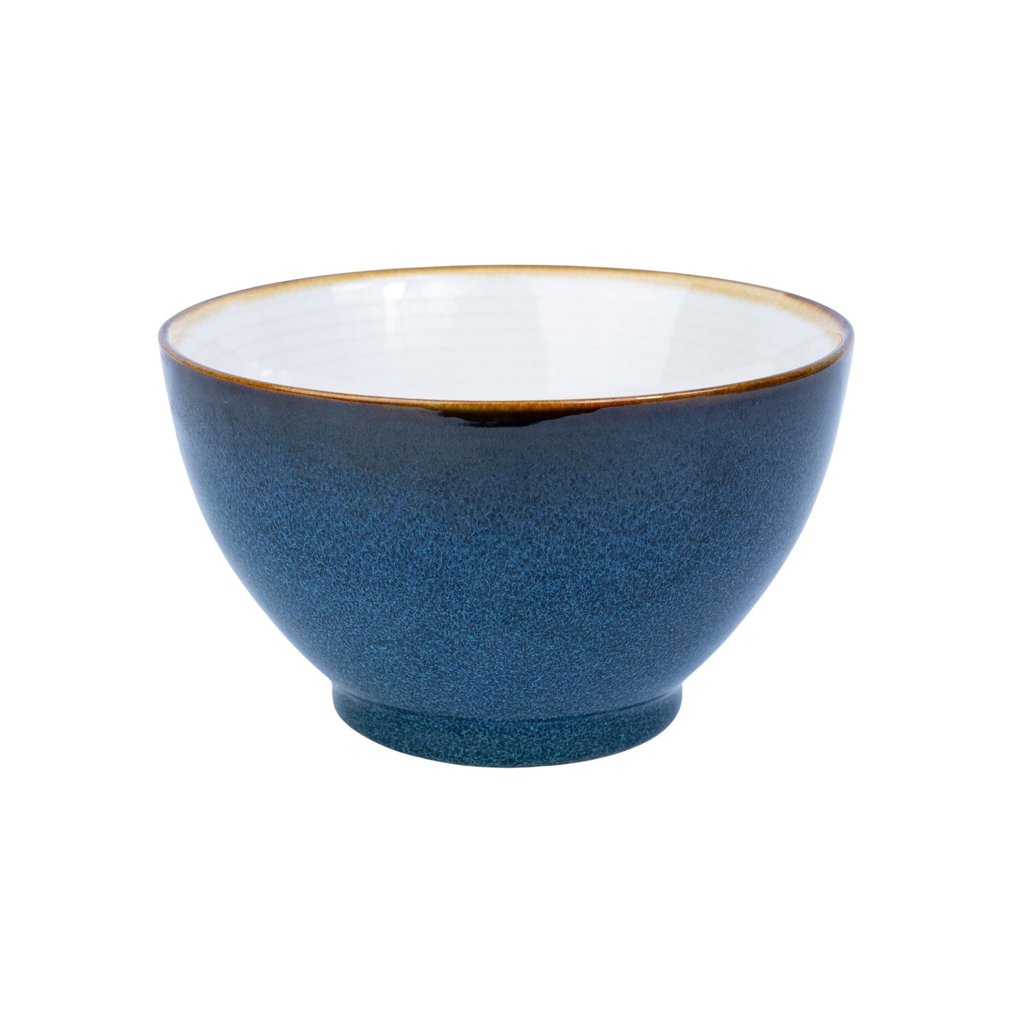 Tigela Redonda em Cerâmica - Interior Branco e Exterior Azul Petróleo 13.5cm