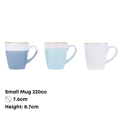 Caneca Pequena de Cerâmica 220cc Bicolor com Acabamento Dourado - 3 Cores