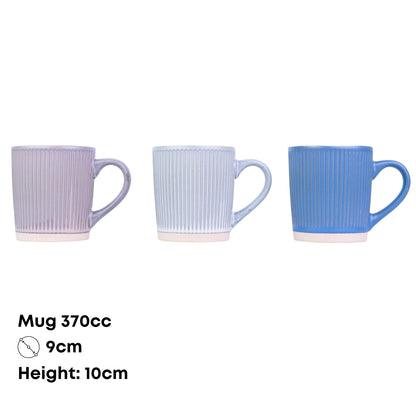 Caneca de Cerâmica 370cc com Textura Vertical - 3 Cores Degradê