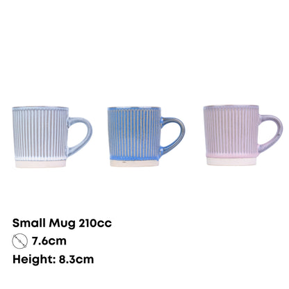 Caneca Pequena de Cerâmica 210cc com Textura Vertical - 3 Cores Degradê
