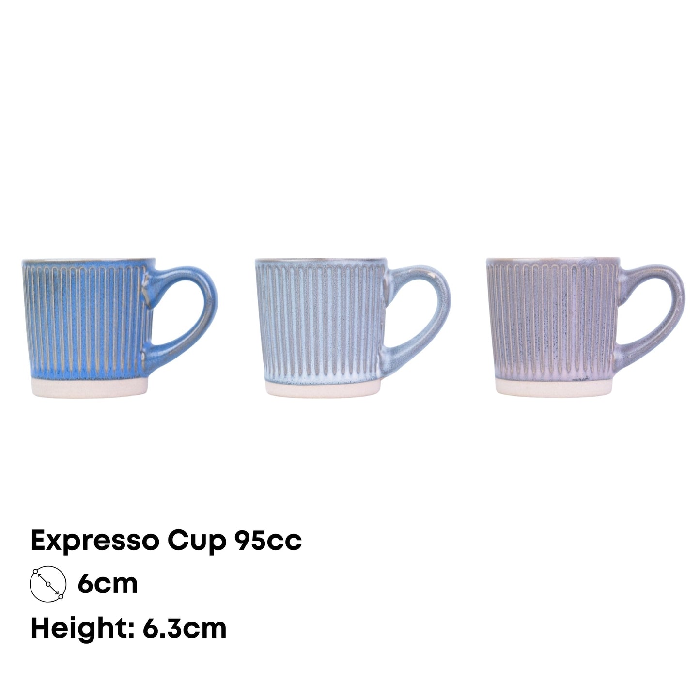 Chávena de Espresso 95cc com Textura Vertical - 3 Cores Degradê