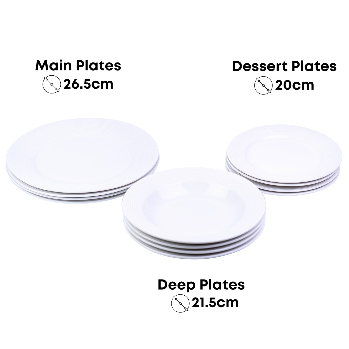 Conjunto de Louça 12 Peças com Textura em Relevo - Branco Puro (4 Pessoas)