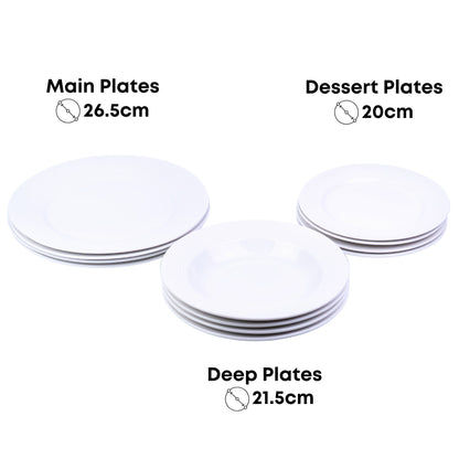 Conjunto de Louça 12 Peças com Textura em Relevo - Branco Puro (4 Pessoas)