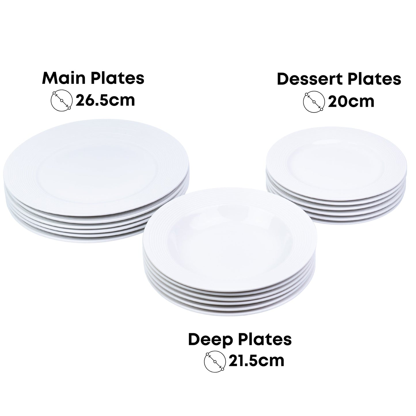 Conjunto de Louça 18 Peças com Textura em Relevo - Branco Puro (6 Pessoas)