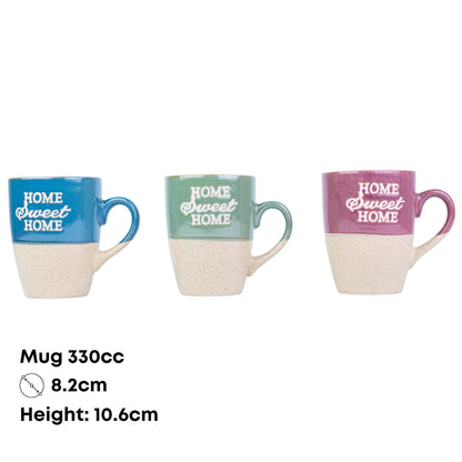 Caneca de Cerâmica 330cc "Home Sweet Home" - 3 Cores Disponíveis