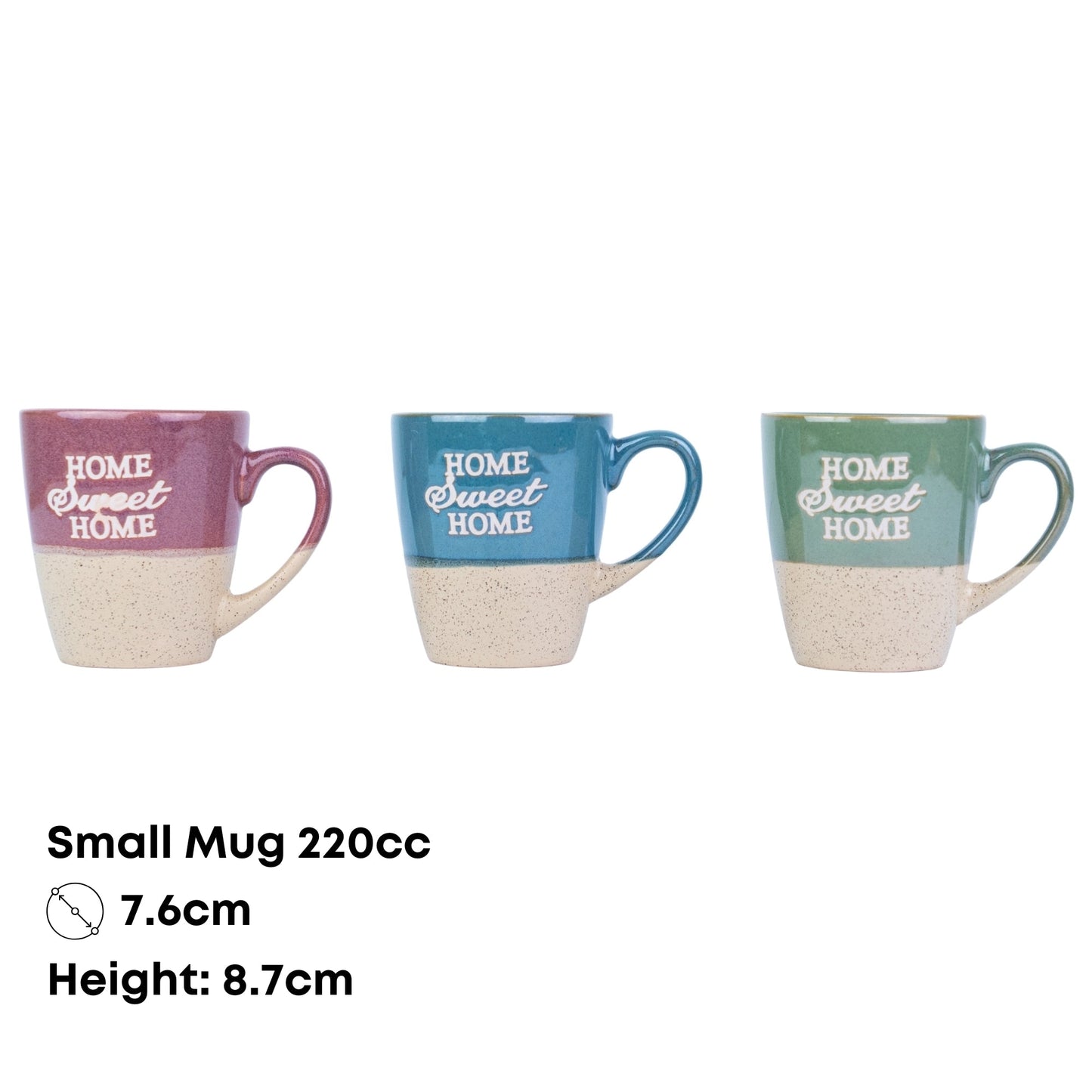 Caneca Pequena de Cerâmica 220cc "Home Sweet Home" - 3 Cores
