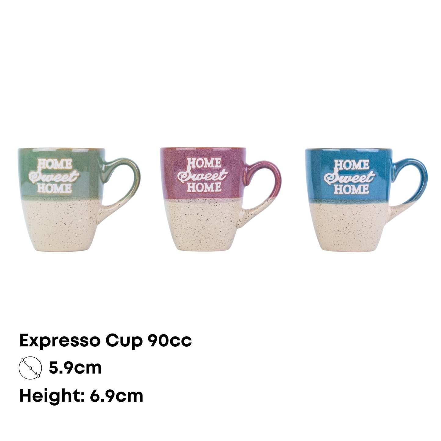 Chávena de Espresso 90cc "Home Sweet Home" - 3 Cores Disponíveis