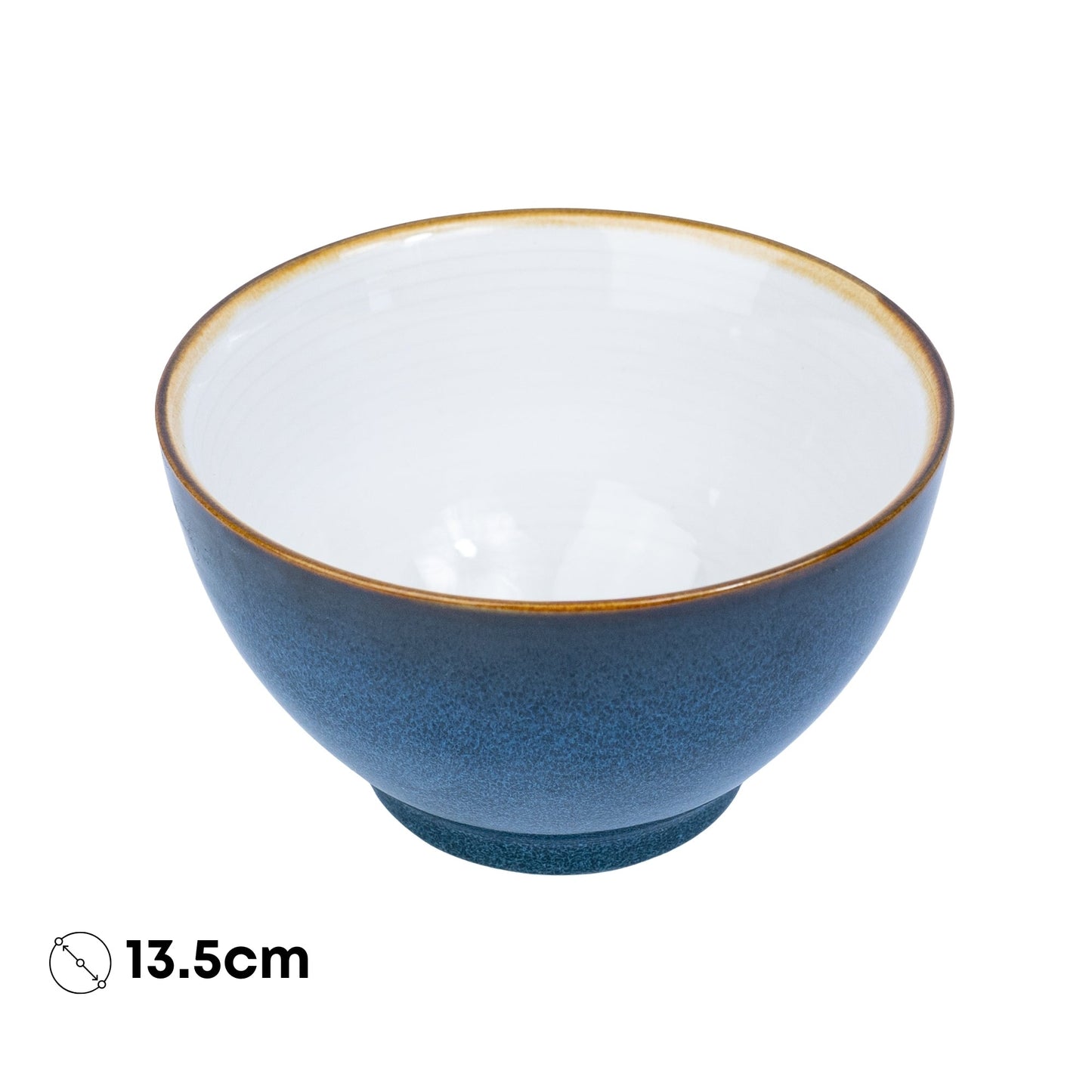 Tigela Redonda em Cerâmica - Interior Branco e Exterior Azul Petróleo 13.5cm