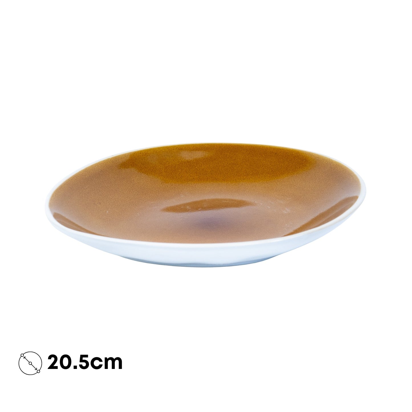 Prato Redondo Médio em Cerâmica - Bicolor Interior Mostarda/Verde e Exterior Branco 20.5cm