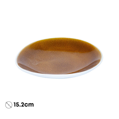 Prato Fundo Redondo em Cerâmica - Bicolor Interior Verde/Mostarda e Exterior Branco 15.2cm