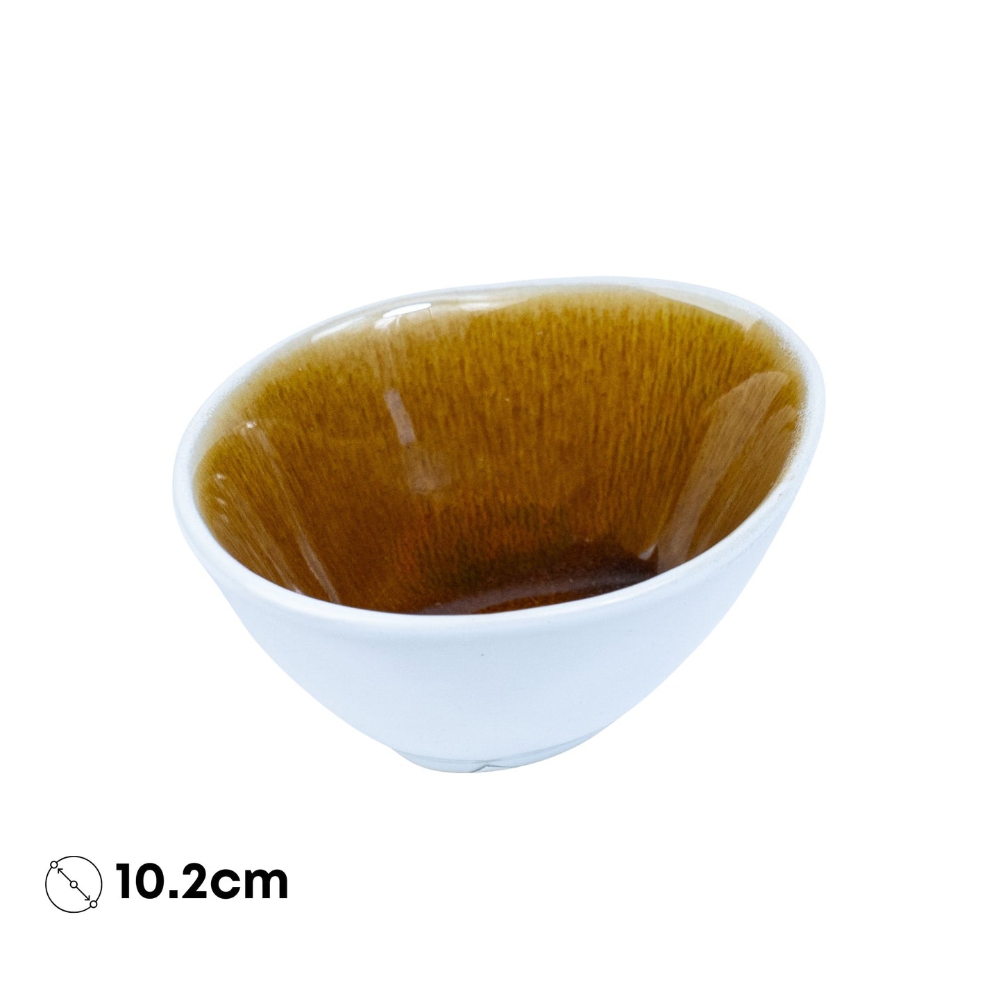 Tigela Redonda em Cerâmica - Bicolor Interior Mostarda/Verde e Exterior Branco 10.2cm