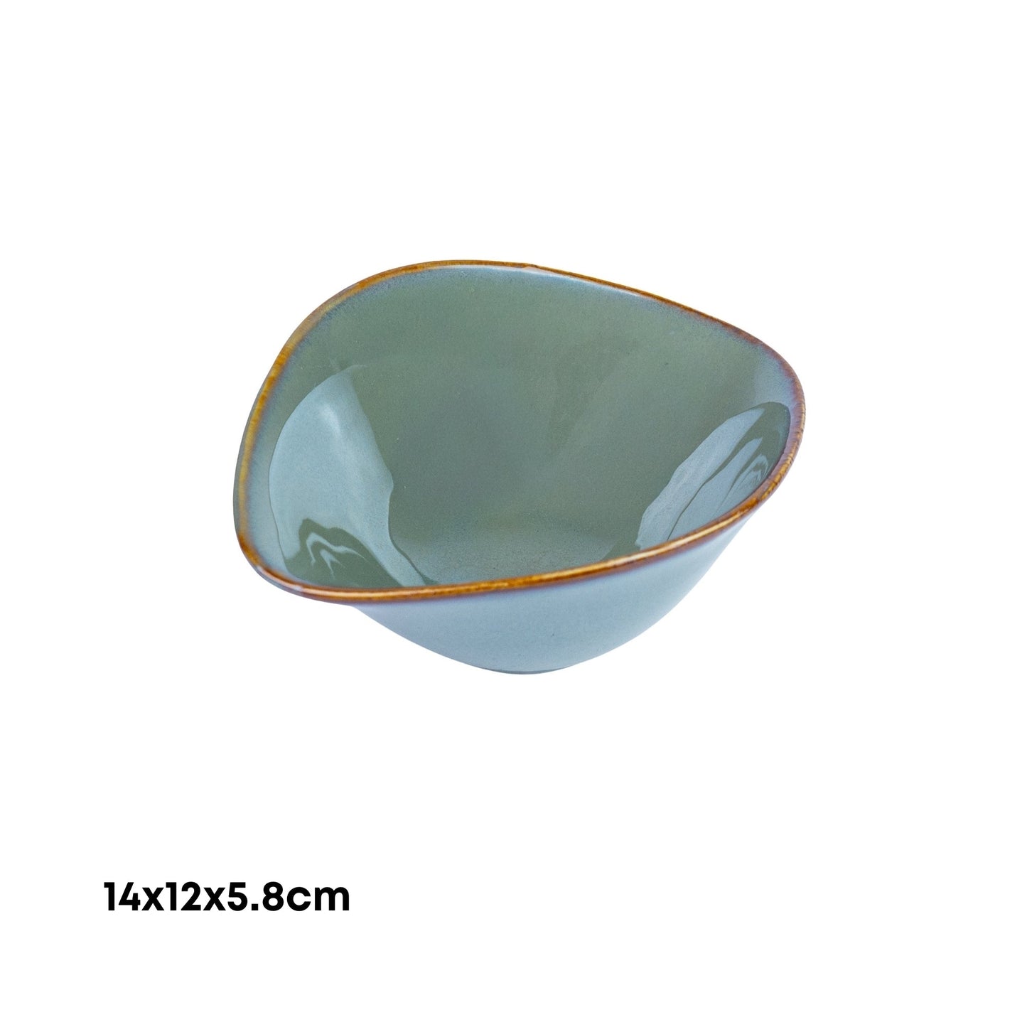 Tigela Média de Cerâmica com Forma Assimétrica em Verde Jade 14x12x5,8cm