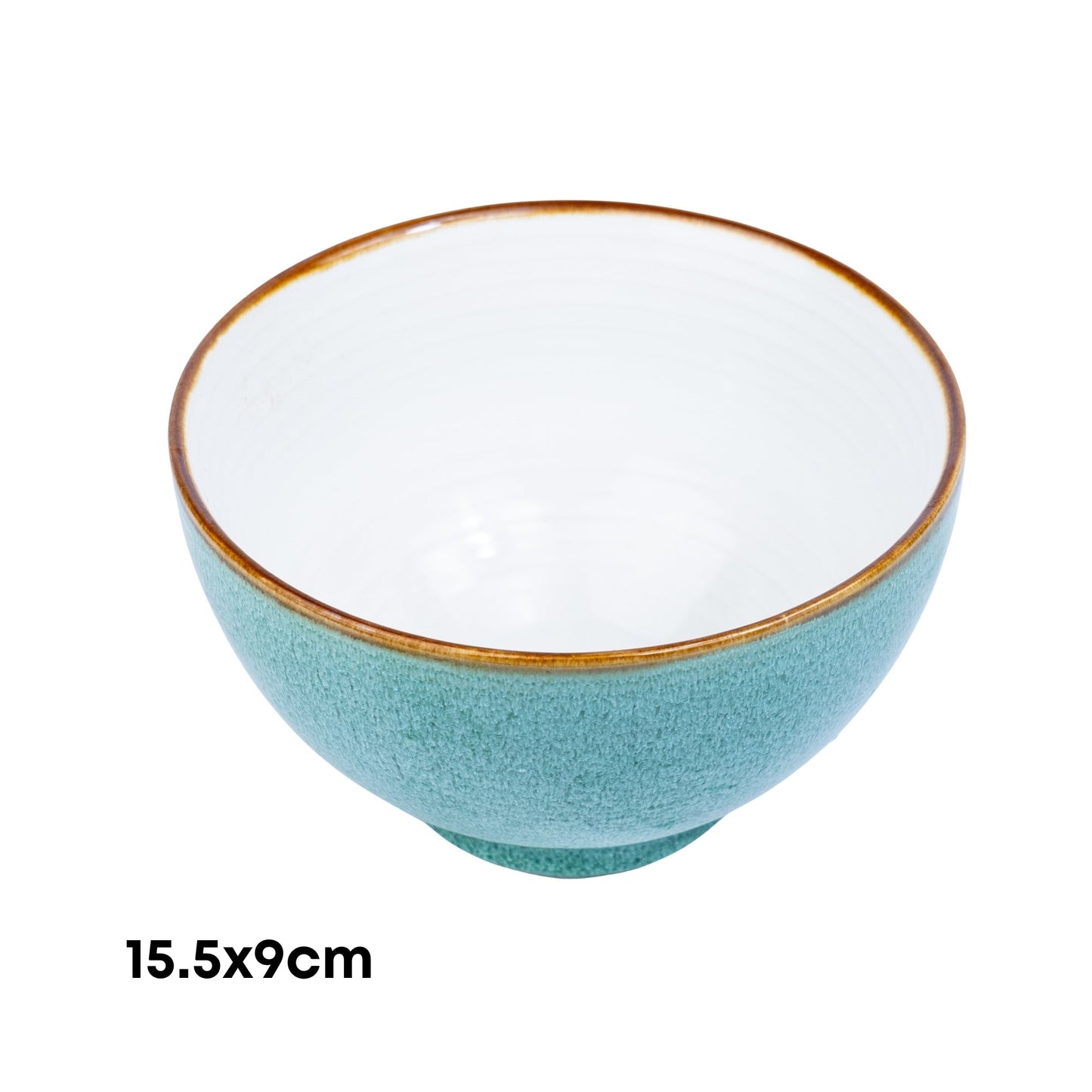 Tigela Redonda em Cerâmica - Interior Branco e Exterior Turquesa 15.5x9cm