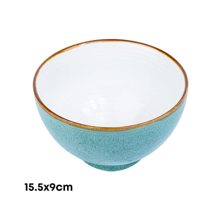 Tigela Redonda em Cerâmica - Interior Branco e Exterior Turquesa 15.5x9cm